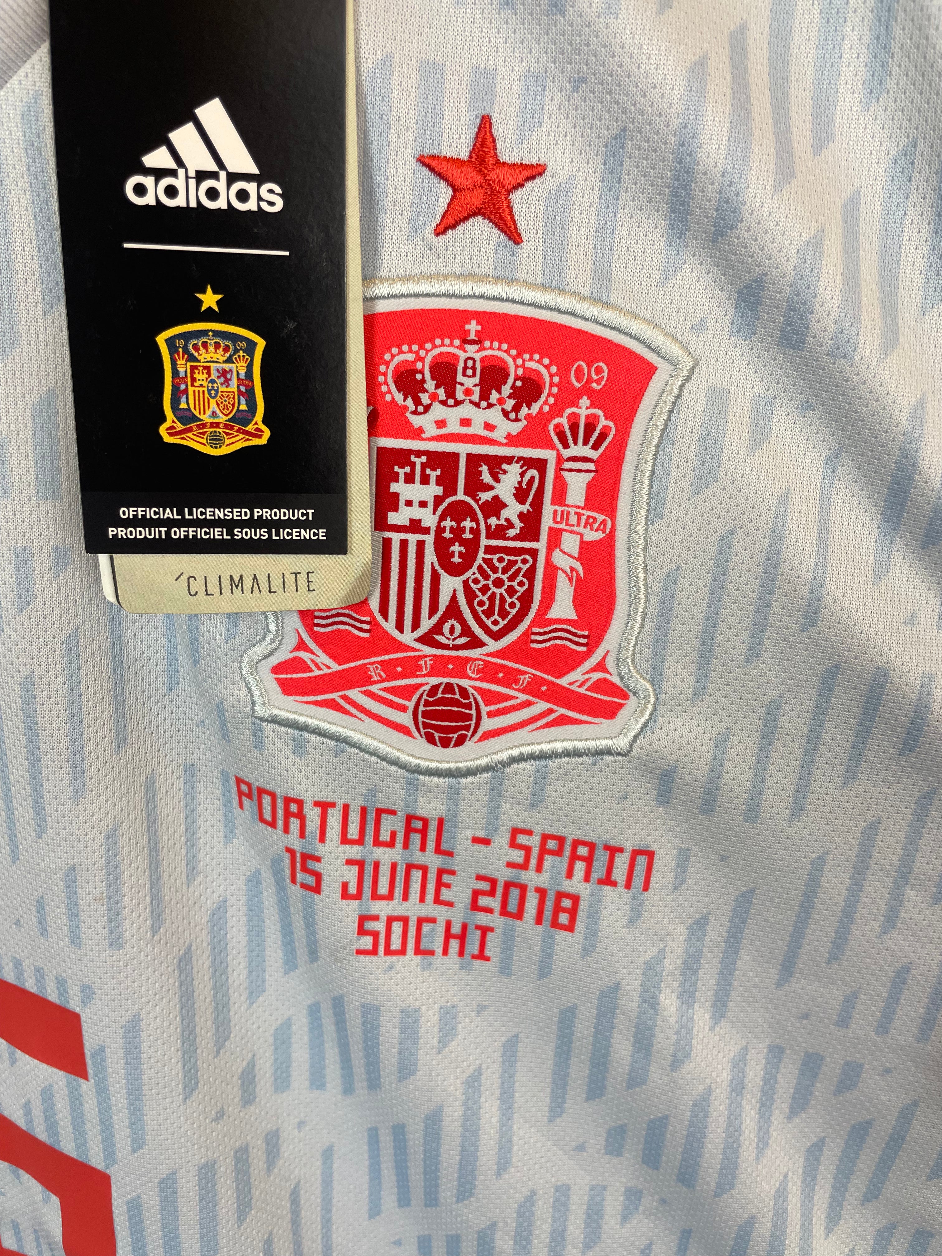 Andrés Iniesta Spanien 18/20 Kampdetaljer udebanetrøje - S