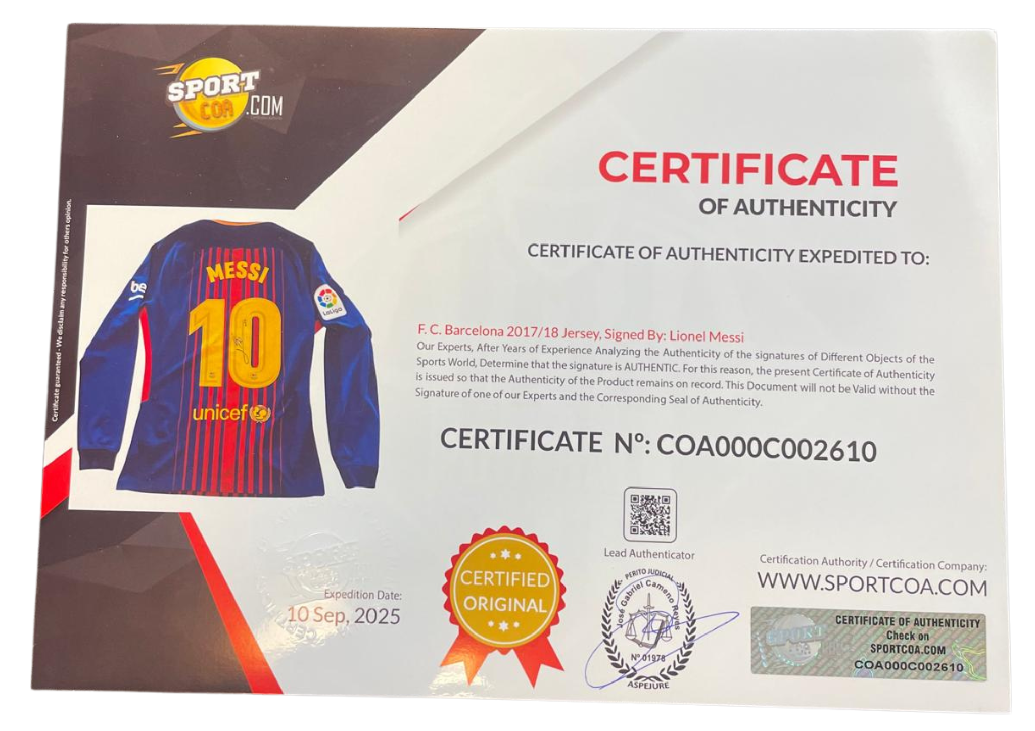 Lionel Messi Barcelona 17/18 SIGNERET Matchissue hjemmebanetrøje - L