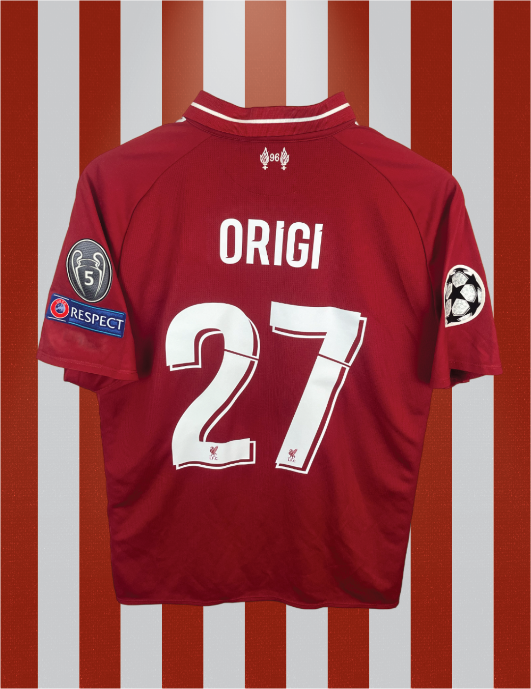 Divock Origi Liverpool 18/19 hjemmebanetrøje FINALETRYK - M